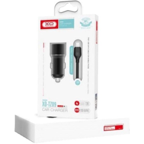 Зарядное устройство XO TZ09 2.4A/2 USB + cable Type-C Black (XO-TZ09T-BK)
