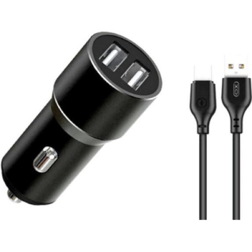 Зарядное устройство XO TZ09 2.4A/2 USB + cable Type-C Black (XO-TZ09T-BK)