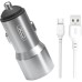 Зарядное устройство XO TZ09 2.4A/2 USB + cable Type-C Grey (XO-TZ09T-GR)
