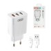 Зарядное устройство XO QC 3.0 L72 30W (18W/1USB + 2.4A/2 USB) + cable Lightning White (XO-L72i-WH)