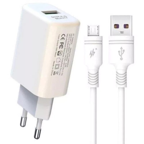 Зарядное устройство XO QC 3.0 L85 18W/1USB + microUSB White (XO-L85m-WH)