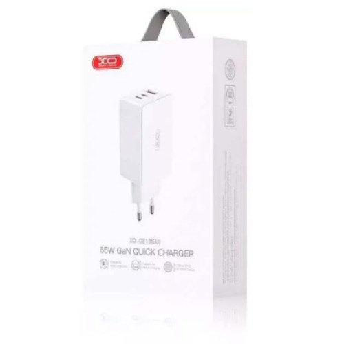 Зарядное устройство XO CE13 PD65W GaN (2Type-C/1USB) White (XO-CE13-WH)