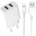 Зарядное устройство XO L109 12W (2USB/2.4A) + USB - Type-C White (XO-L109-T)
