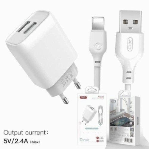 Зарядное устройство XO L57 2.4A/2USB + lightning (XO-L57-LGHT)