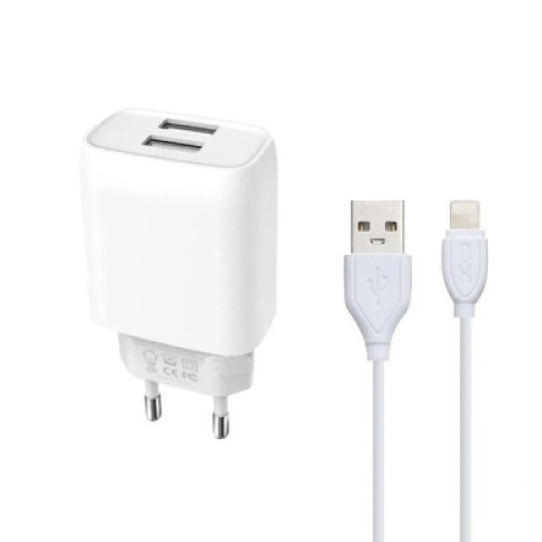 Зарядное устройство XO L57 2.4A/2USB + lightning (XO-L57-LGHT)