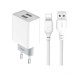 Зарядное устройство XO L65 адаптер 2USB / 2.4А + Type-C white (XO-L65-TC)