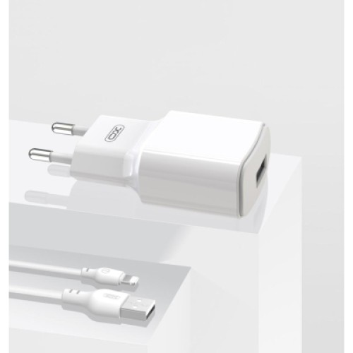 Зарядное устройство XO L73 2.4A/1USB + cable lightning White (XO-L73i-WH)