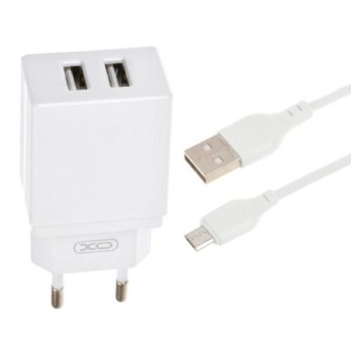 Зарядное устройство XO L75 2USB/2.4A + MicroUSB White (XO-L75-M)