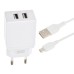 Зарядное устройство XO L75 2USB/2.4A + MicroUSB White (XO-L75-M)