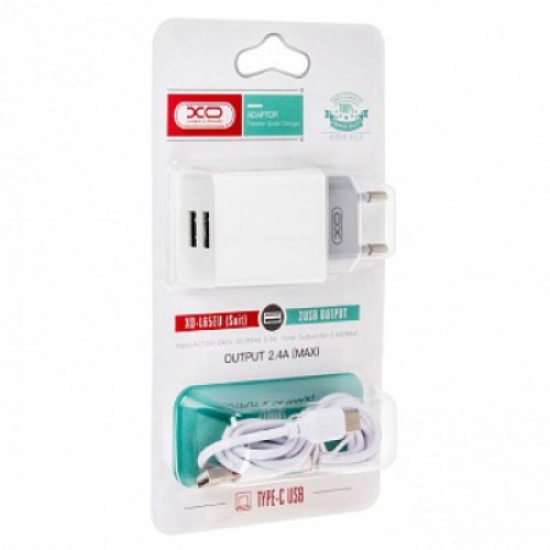 Зарядное устройство XO L75 2USB/2.4A + Type-C White (XO-L75-T)