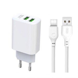 Зарядное устройство XO L85C (2USB/2.4A) + USB - Type-C White (XO-L85C-T)
