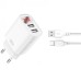 Зарядное устройство XO L95 (2USB/2.4A) + USB - MicroUSB White (XO-L95-M)