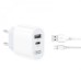 Зарядное устройство XO L97 (1Type-C/1USB/2.4A) + USB - MicroUSB White (XO-L97-MC)