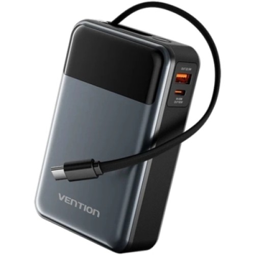 Батарея универсальная VENTION 20000mAh 65W 3A PD, QC/3.0, USB-A, Type-C OUT, with Built-in USB-C Cable, LED Display (FHYB0_) Батарея универсальная VENTION 20000mAh 65W 3A PD, QC/3.0, USB-A, Type-C OUT, with Built-in USB-C Cable, LED Display (FHYB0_)