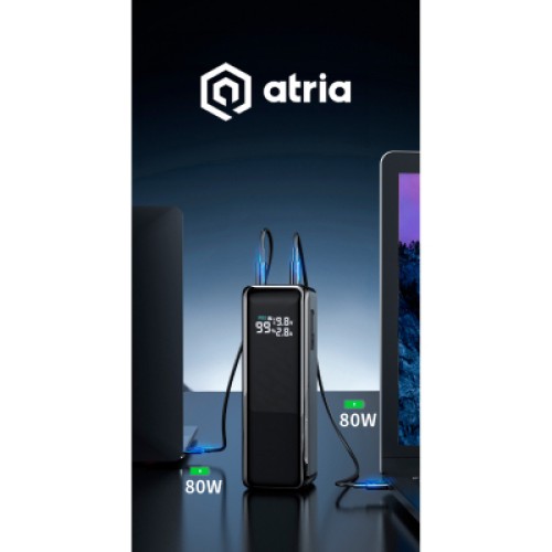 Батарея универсальная Atria 30000mAh PD/3.1/160W(Max)80W+80W, QC/3.0/22.5W, Blue (WPD-160SB)