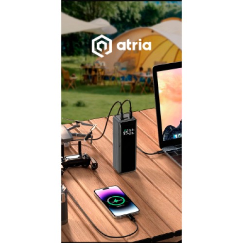 Батарея универсальная Atria 30000mAh PD/3.1/160W(Max)80W+80W, QC/3.0/22.5W (WPD-160S)