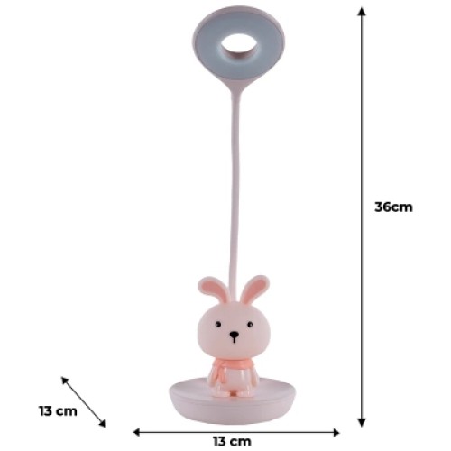 Настольная лампа Kite Bunny LED с аккумулятором, розовая (K24-492-1-2)