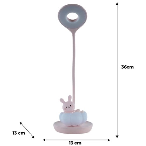 Настольная лампа Kite Cloudy Bunny LED с аккумулятором, розовая (K24-493-1-2)