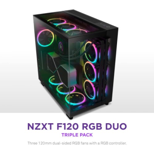 Кулер для корпуса NZXT F120RGB Duo-120mm Dual-sideRGB Fan-Tripl (RF-D12TF-B1)