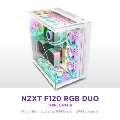 Кулер для корпуса NZXT F120RGB Duo-120mm Dual-sideRGB Fan-Tripl (RF-D12TF-W1)