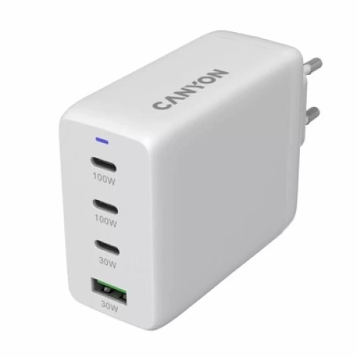 Зарядное устройство Canyon CU100ACC GaN 100W 3xPD 1xQC EU White (CNS-CUW100ACC)