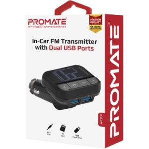 FM модулятор Promate ezfm-2 black AUX/SD/USB Black (ezfm-2.black)