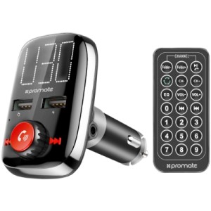 FM модулятор Promate SmarTune 3 BLUETOOTH/AUX/SD/USB 2XUSB 3.4 A BLACK (smartune-3.black)