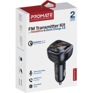 FM модулятор Promate SmarTune 4 USB QC3.0/USB OTG/MICROSD BLACK (smartune-4.black)