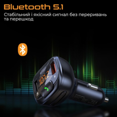 FM модулятор Promate SmarTune 4 USB QC3.0/USB OTG/MICROSD BLACK (smartune-4.black)