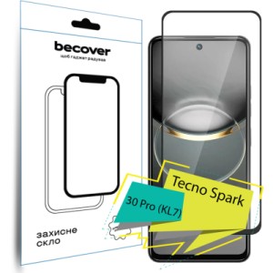 Стекло защитное BeCover Tecno Spark 30 Pro (KL7) Black (713080)