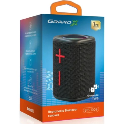 Акустическая система Grand-X Bluetooth Black (BTS-10DB)