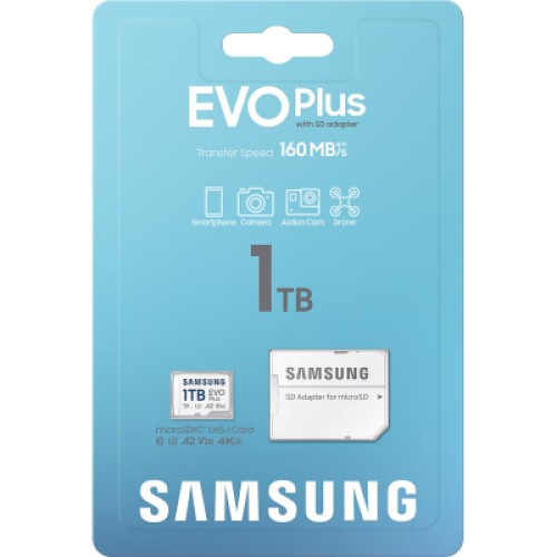 Карта памяти Samsung 1TB microSDXC Class UHS-I U3 V30 A2 EVO Plus + SD Adapter (MB-MC1T0SA/EU)