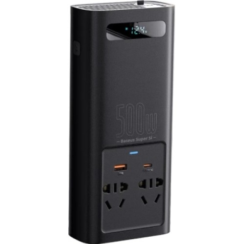 Автомобильный инвертор 12V/220V 500W Super Si Power Inverter CN/EU Black Baseus (CGNB000101)