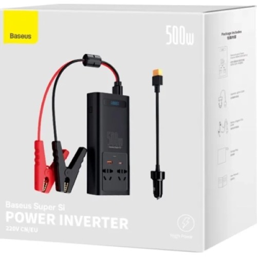 Автомобильный инвертор 12V/220V 500W Super Si Power Inverter CN/EU Black Baseus (CGNB000101)