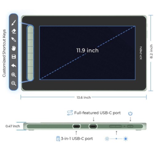 Планшет-монитор XP-Pen Artist 12 Pen Display (2nd Gen) Green (JPCD120FH_G)