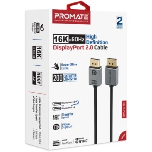 Кабель мультимедійний DisplayPort to DisplayPort v.2.0 dplink-16k.black Promate (dplink-16k.black)