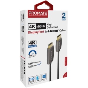 Кабель мультимедийный DisplayPort to HDMI prolink-dp200.black Promate (prolink-dp200.black)