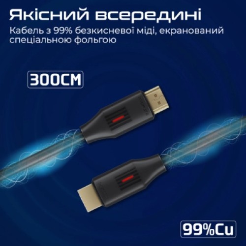 Кабель мультимедийный HDMI to HDMI v.2.0 prolink4k60-300 Promate (prolink4k60-300)