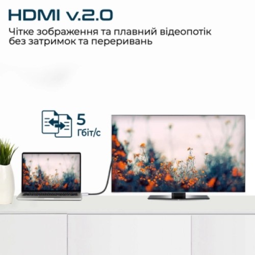 Кабель мультимедийный USB-C to HDMI hdlink-60h.grey Promate (hdlink-60h.grey)