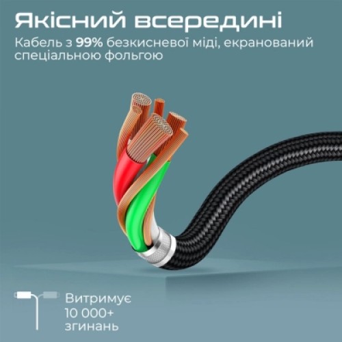 Кабель мультимедийный USB-C to HDMI hdmi-pd100.grey Promate (hdmi-pd100.grey)