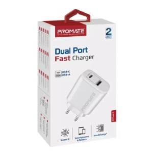 Зарядное устройство Promate biplug-2.white