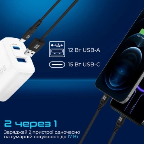 Зарядное устройство Promate biplug-2.white