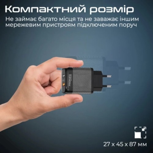 Зарядное устройство Promate biplug-qc3.eu-bk
