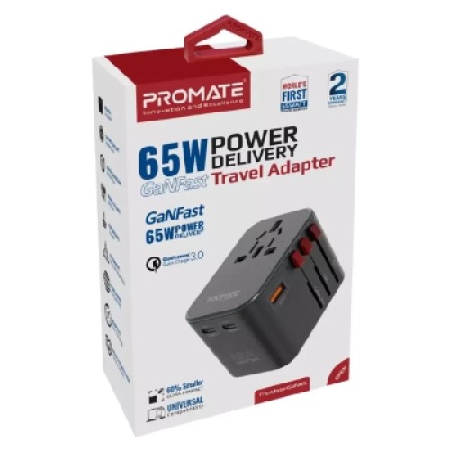 Зарядное устройство Promate tripmate-gan65.black