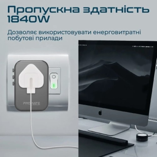 Зарядное устройство Promate tripmate-gan65.black