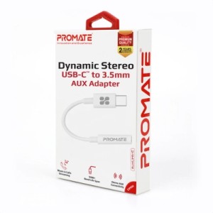 Кабель мультимедийный USB-C to AUX 3.5mm-3.5mm auxlink-c.white Promate (auxlink-c.white)