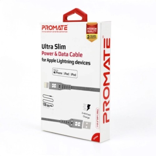Дата кабель USB 2.0 AM to Lightning ervelink-i.grey Promate (nervelink-i.grey)