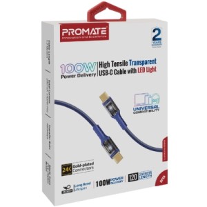 Дата кабель USB-C to USB-C lucidline-cc120.navy Promate (lucidline-cc120.navy)