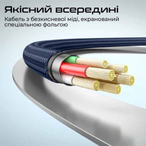 Дата кабель USB-C to USB-C springy.blue Promate (springy.blue)