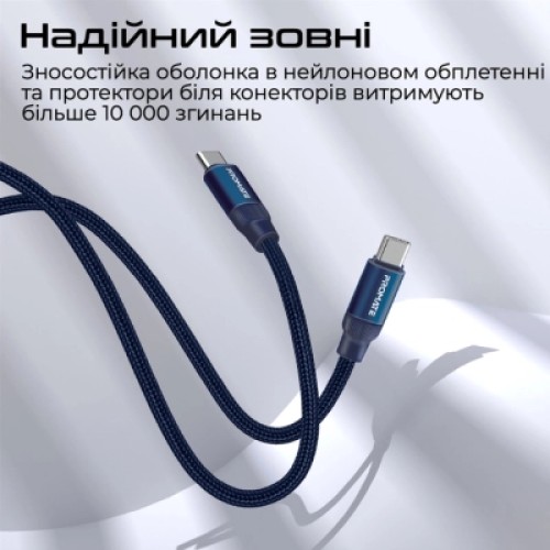 Дата кабель USB-C to USB-C springy.blue Promate (springy.blue)